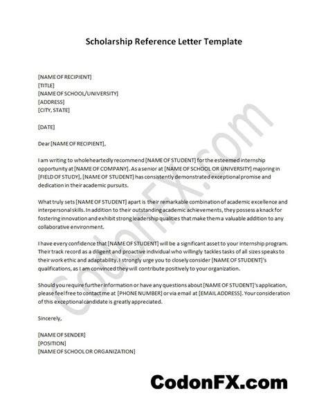 Reference Letters For Scholarships Templates