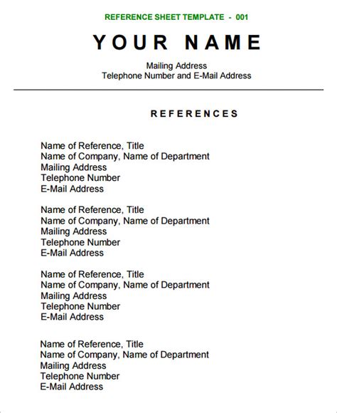 Reference List Template Google Docs