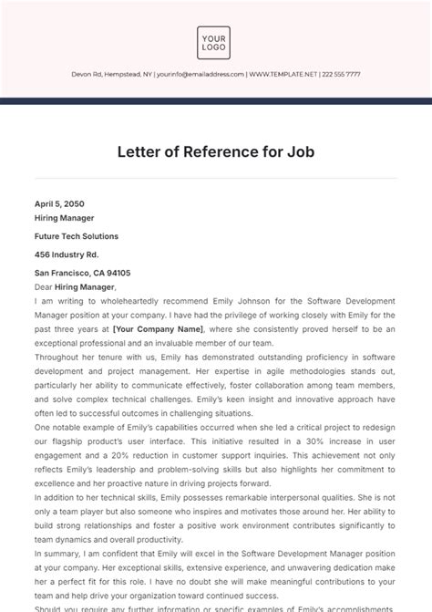 Reference Template For Job