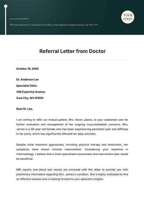 Referral Template Letter