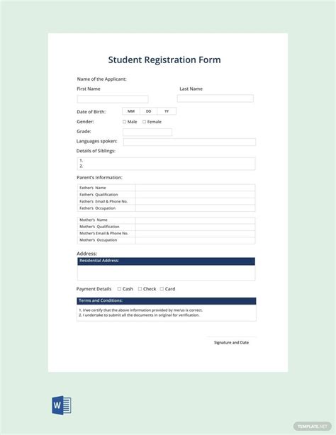 Registration Template Free Download
