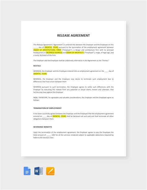 Release Agreement Template