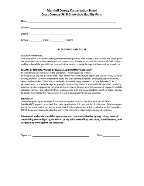 Release Of Liability Template