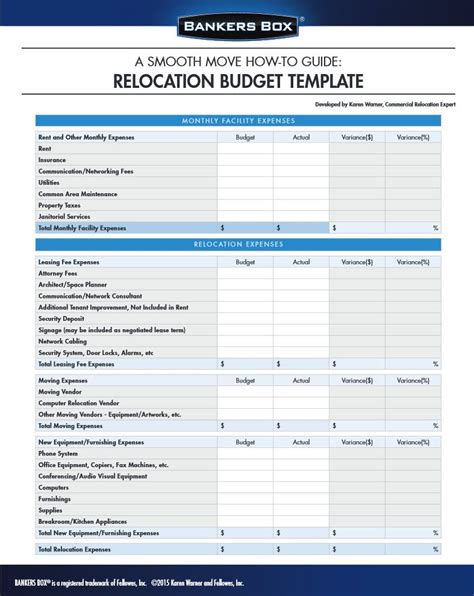 Relocation Budget Template