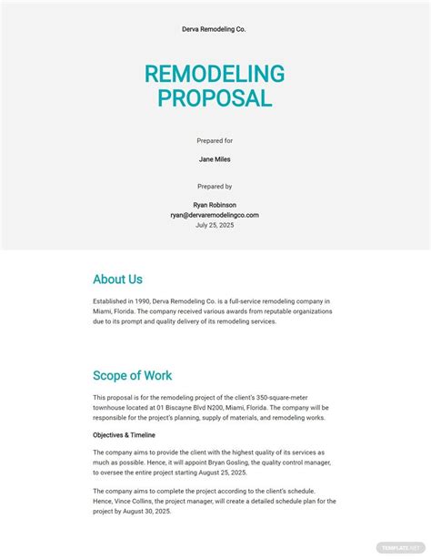 Remodeling Proposal Template