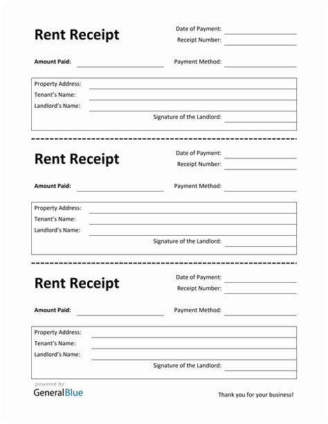 Rent Receipt Templates For Word