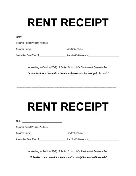 Rent Receipts Printable