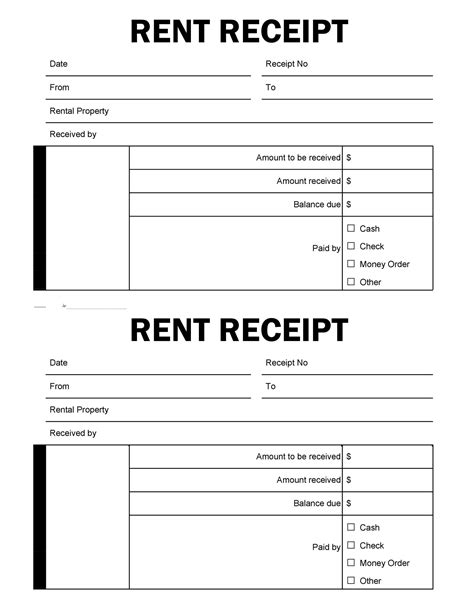 Rent Receipts Template