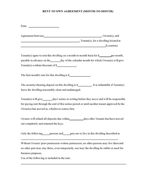 Rent To Own Contract Template Free