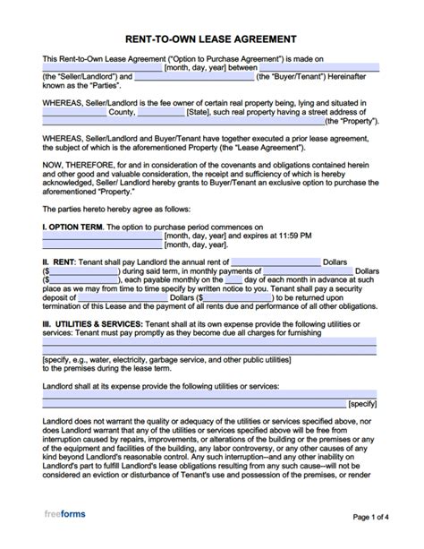 Rent To Own Lease Template