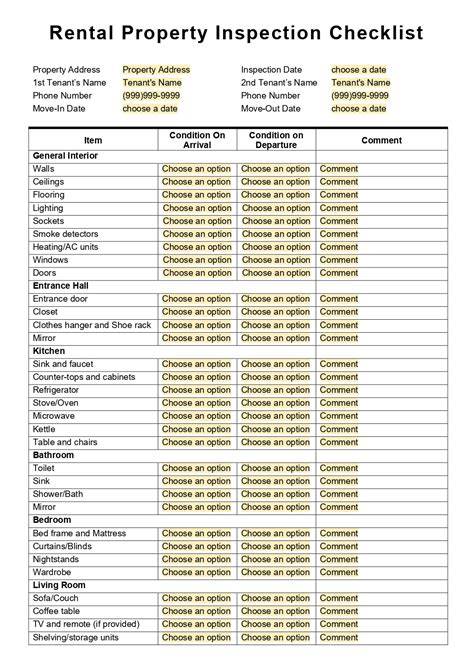 Rental Property Inspection Checklist Template