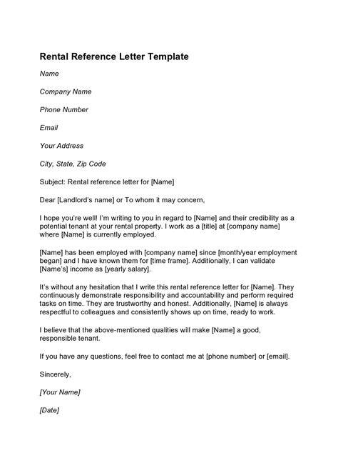 Rental Reference Letter Template