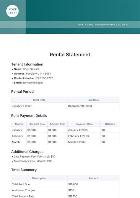 Rental Statement Template