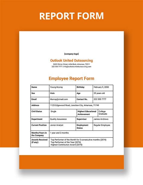 Report Form Template Word