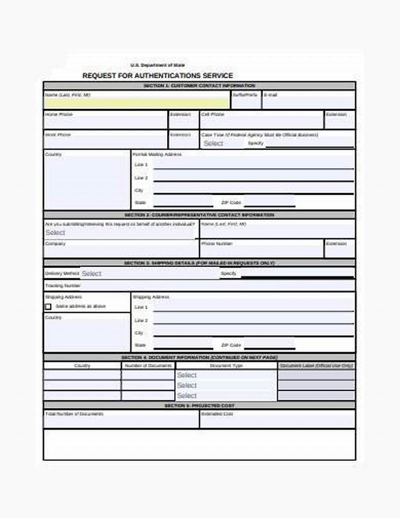 Request For Authentication Service Form