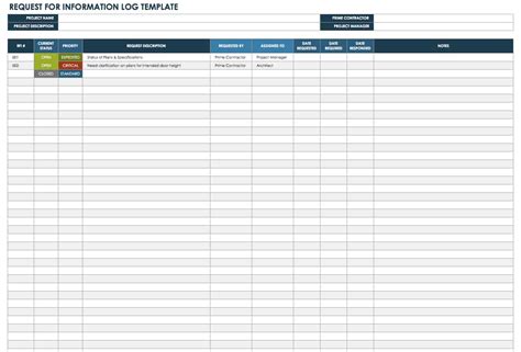 Request For Information Template Excel