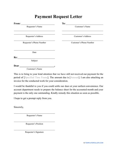 Request For Payment Template