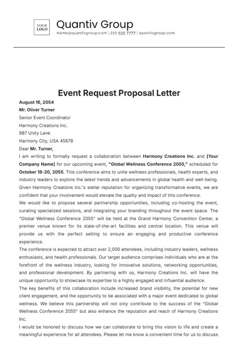 Request For Proposal Event Template
