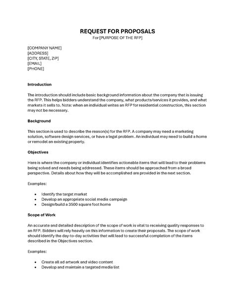 Request For Proposals Template