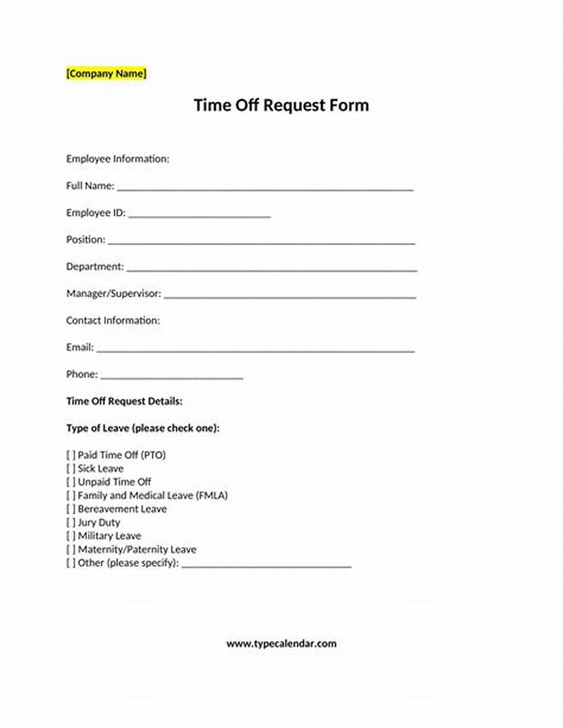 Request For Time Off Form Sample