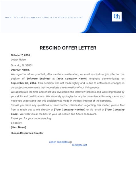 Rescind Offer Due To Background Check Template