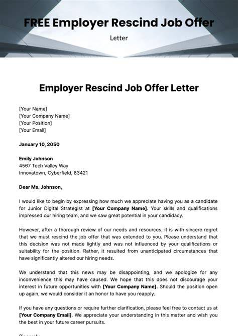 Rescinding Offer Of Employment Template