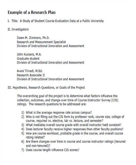 Research Plan Template