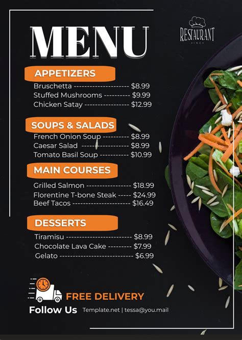 Restaurant Menu Template Free