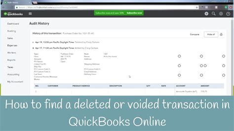 Restoring a Deleted Transaction in Quickbooks Online