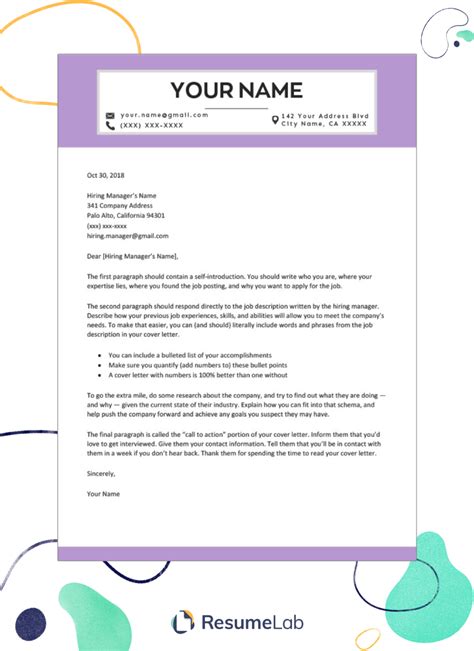 Resume Cover Letter Template Word