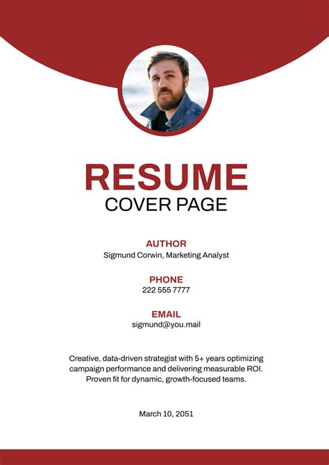 Resume Cover Page Example Template