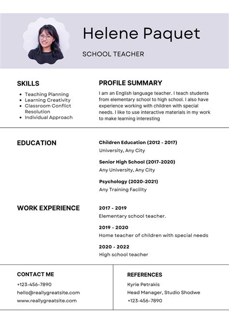 Resume Teacher Template