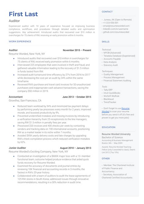 Resume Template Audit