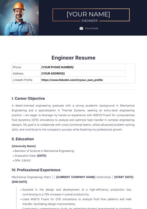 Resume Template Engineer