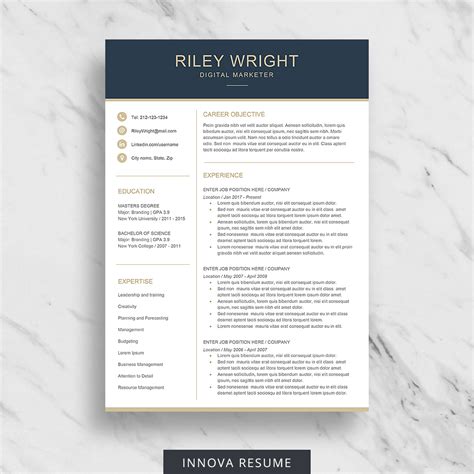 Resume Template Etsy