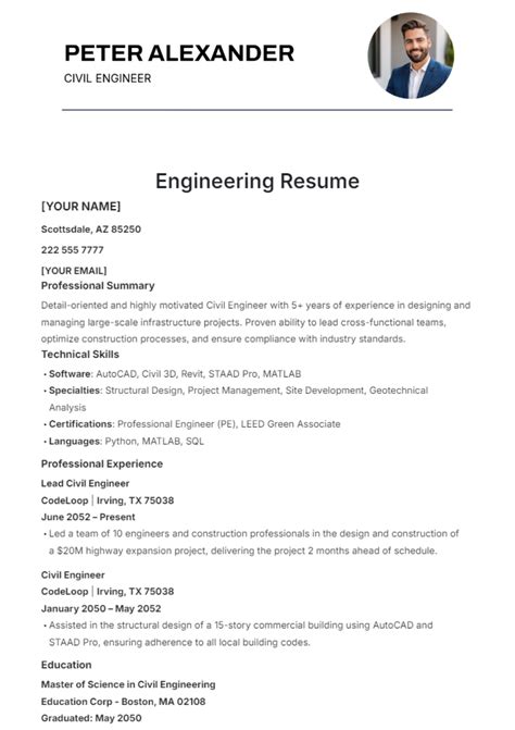 Resume Template For Engineering