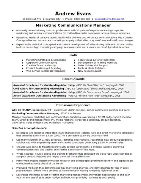 Resume Template Marketing