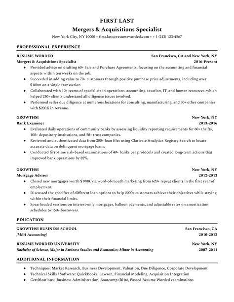 Resume Template Mergers And Inquisitions