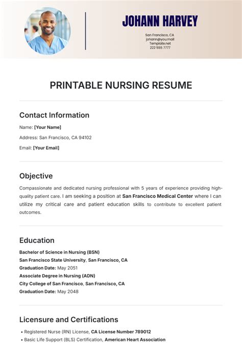 Resume Template Nursing