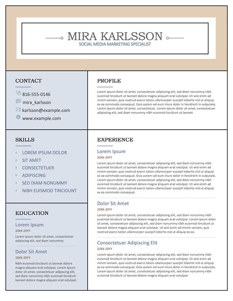 Resume Template Open Office