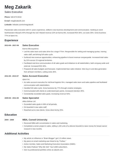 Resume Templates Business