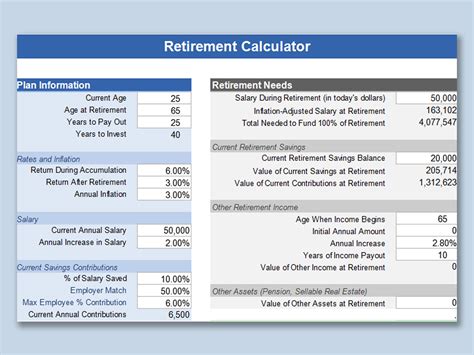 Retirement Spreadsheet Template
