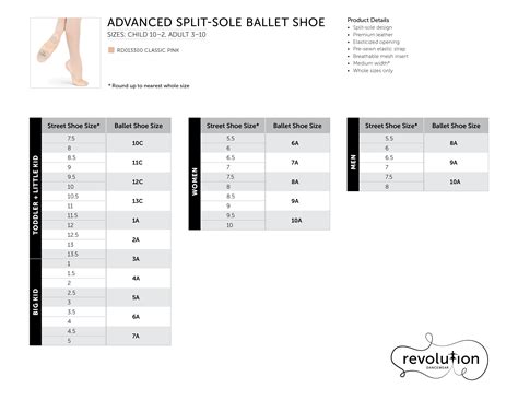 Revolution Dance Size Chart