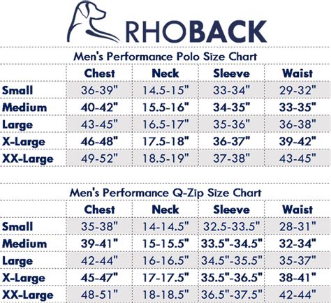 Rhoback Size Chart