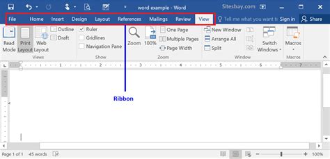 Ribbon Tabs Microsoft Word