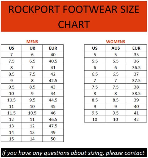 Rockport Shoe Size Chart