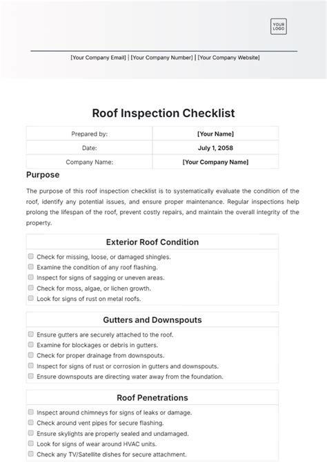 Roof Inspection Report Template
