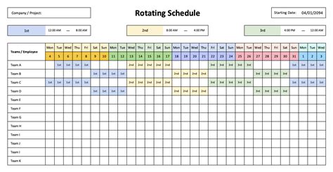 Rotating Schedule Template