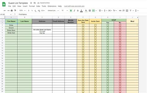 Rsvp List Template Excel