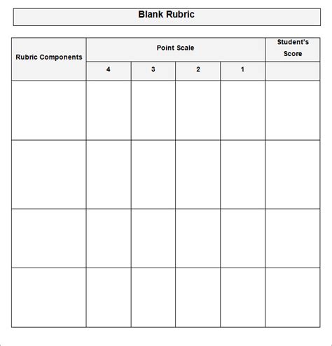 Rubric Template Blank